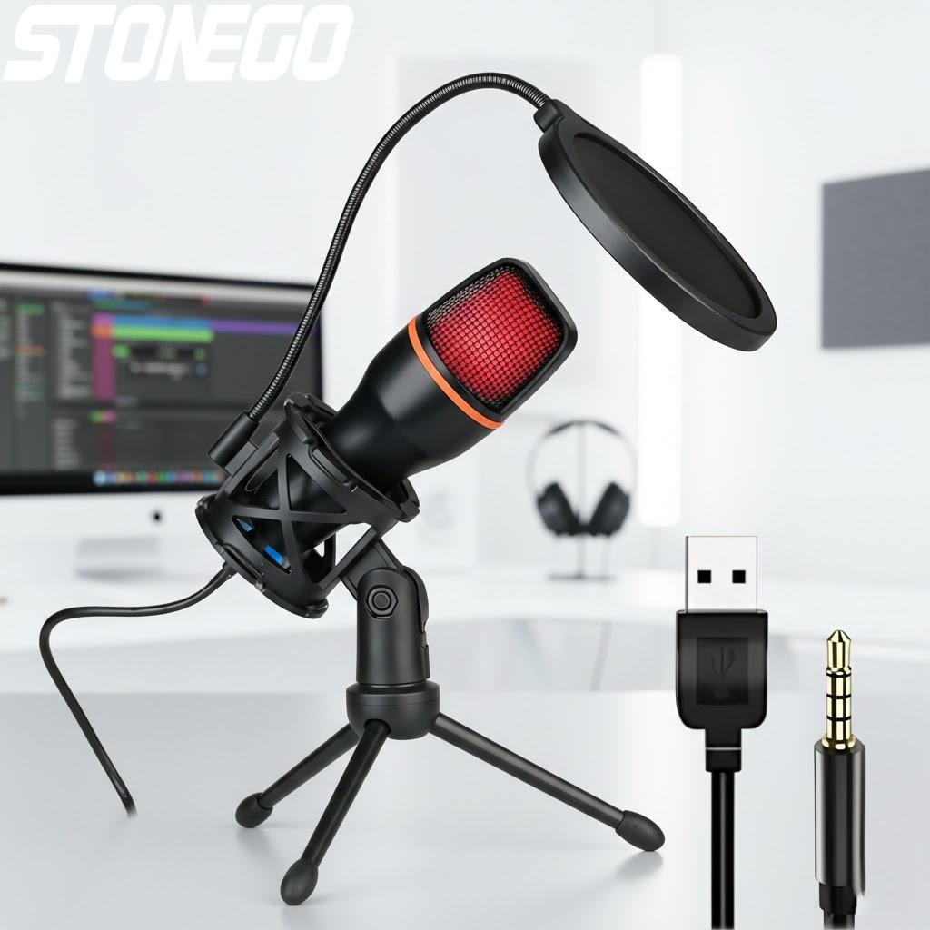 Photography Lighting Uk - ชุดไมโครโฟนคอนเดนเซอร์ USB ระดับมืออาชีพพร้อมขาตั้งไฟ RGB สำหรับเล่นเกม สตรีมมิ่ง