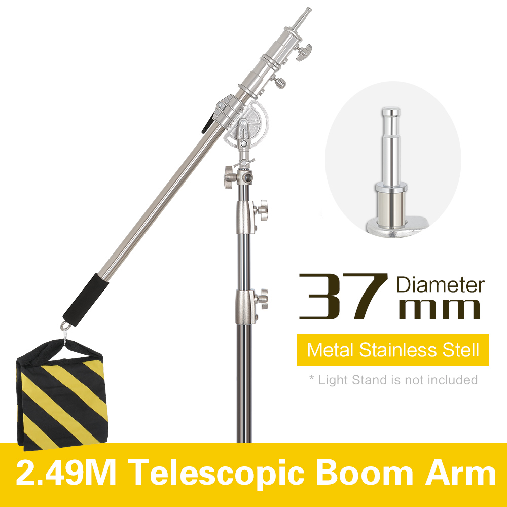 Photography Lighting For Products - ความยาว 2.49M Cross Arm ชุดสแตนเลสขาตั้งน้ําหนักกระเป๋าอุปกรณ์เสริมสําหรับสตูดิโอถ่ายภาพ Extension