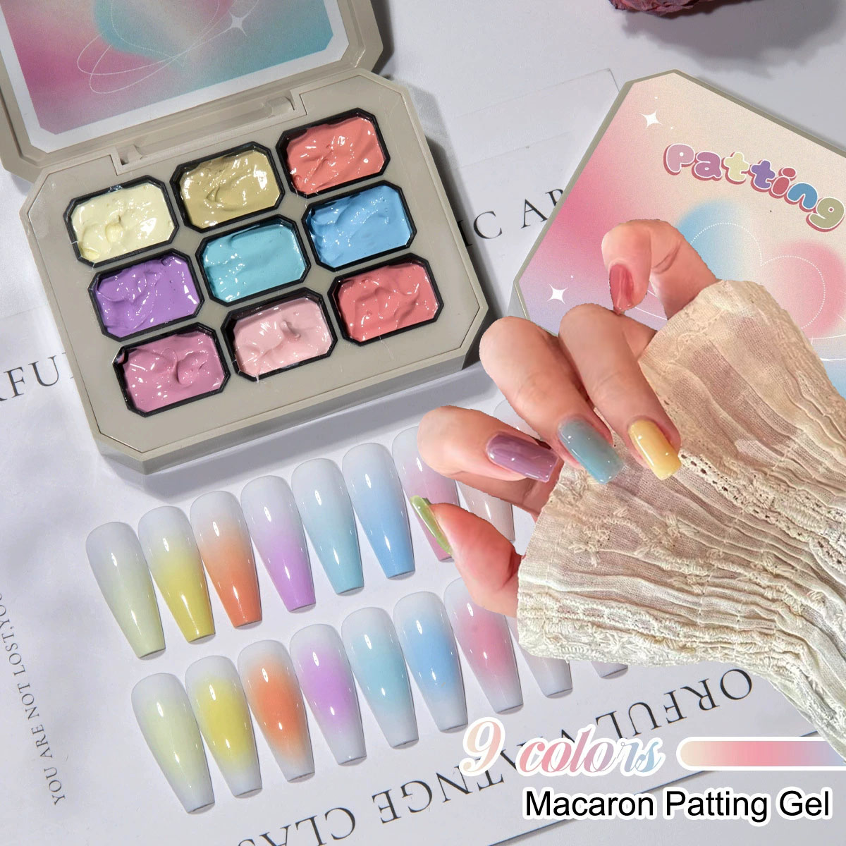 Photography Lighting Gel - เจลทาเล็บสีมาการองแบบแข็ง 1 ชิ้น 9 สี เจลสีเข้มข้น