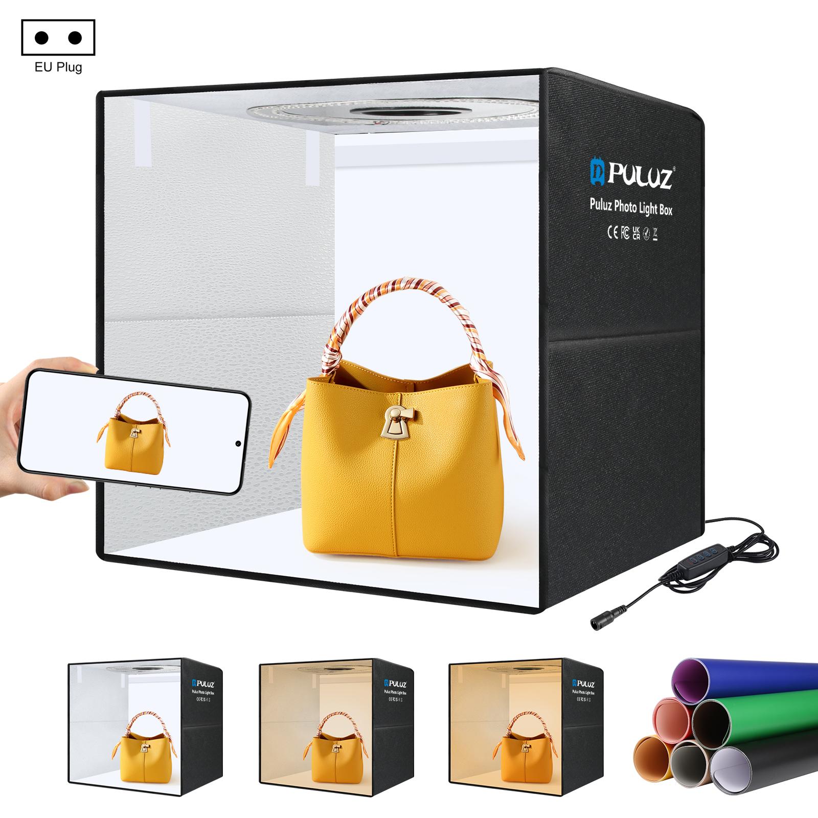 Photography Lighting For Products - PULUZ กล่องถ่ายภาพแบบพับได้ขนาด 50 ซม. พร้อมไฟวงแหวนแบบพกพา กล่องถ่ายภาพสตูดิโอพร้อมฉากหลังสองด้าน