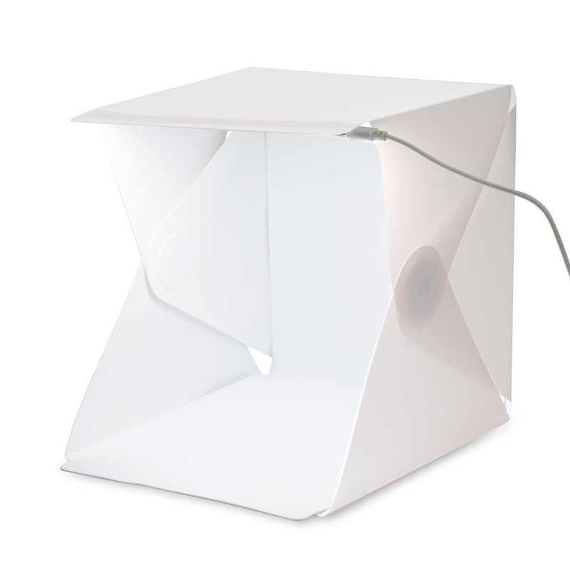 Photography Lighting Kit With Backdrop - กล่องถ่ายภาพพกพาขนาดเล็กพร้อมฉากหลังในตัว ไฟ LED ในตัว กล่องถ่ายภาพแบบพับได้ ซอฟต์บ็อกซ์