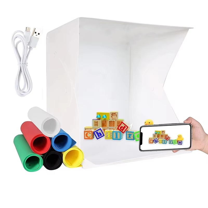 Photography Lighting For Products - กล่องไฟพับได้แบบพกพาสำหรับถ่ายภาพ LED พร้อมชุดไฟสตูดิโอ LED Softbox 6