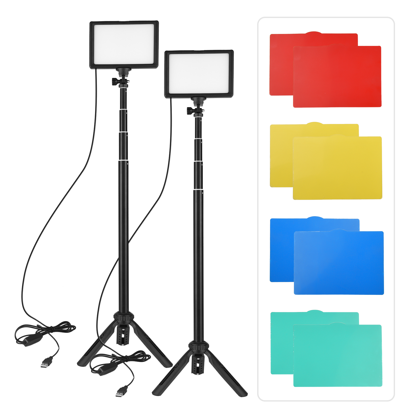Photography Lighting Uk - Andoer ชุดแฟลชวิดีโอ LED 2ชิ้น, ไฟถ่ายภาพ3200K-5500K สูง148ซม.