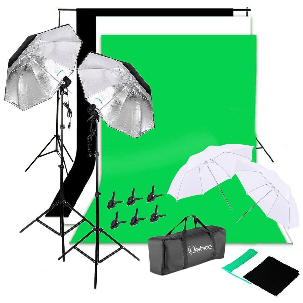 Photography Lighting Kit With Backdrop - ชุดอุปกรณ์ไฟสตูดิโอถ่ายภาพ พร้อมร่ม ซอฟต์ไลท์บ็อกซ์ และขาตั้งฉากหลัง