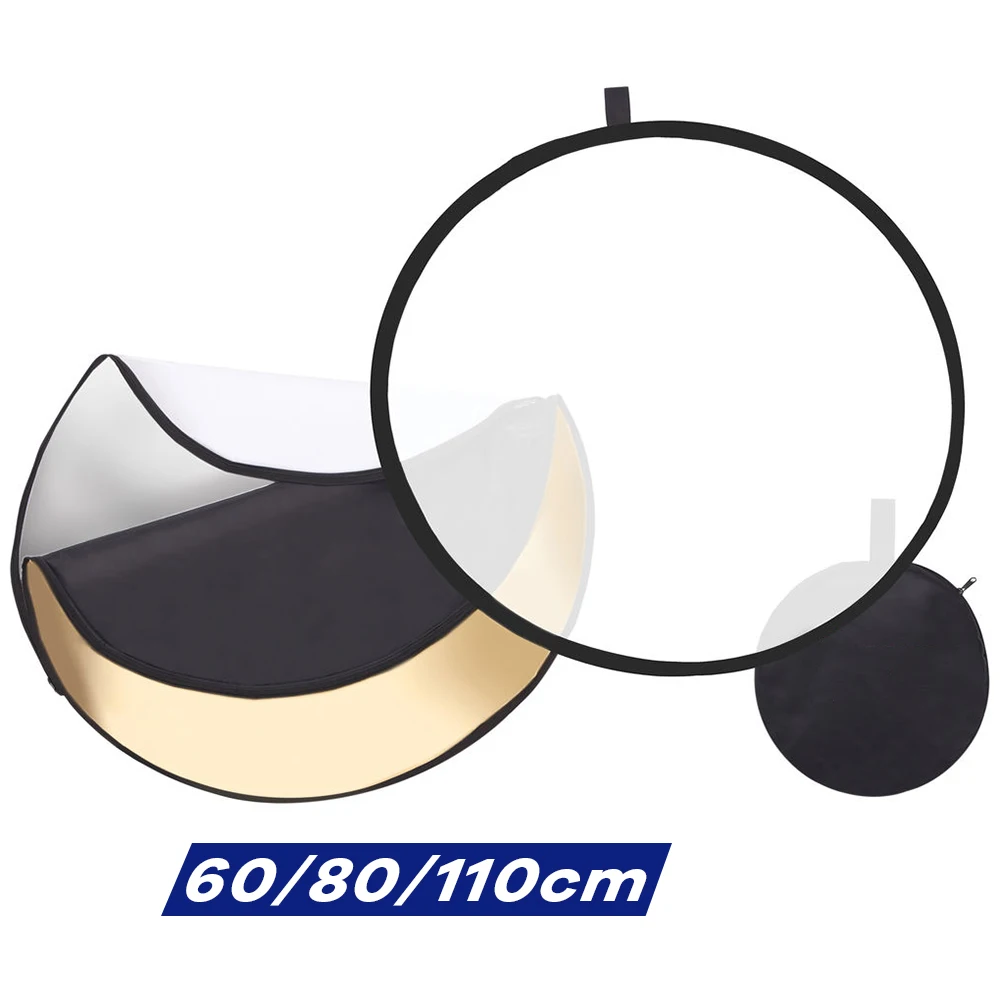 Photography Lighting Box - แผ่นสะท้อนแสงแบบวงกลมพับได้ขนาด5-in-1 60/80/110ซม. แผงโปร่งแสงแผงปรับแสงสตูดิโอสำหรับภาพผลิตภัณฑ์