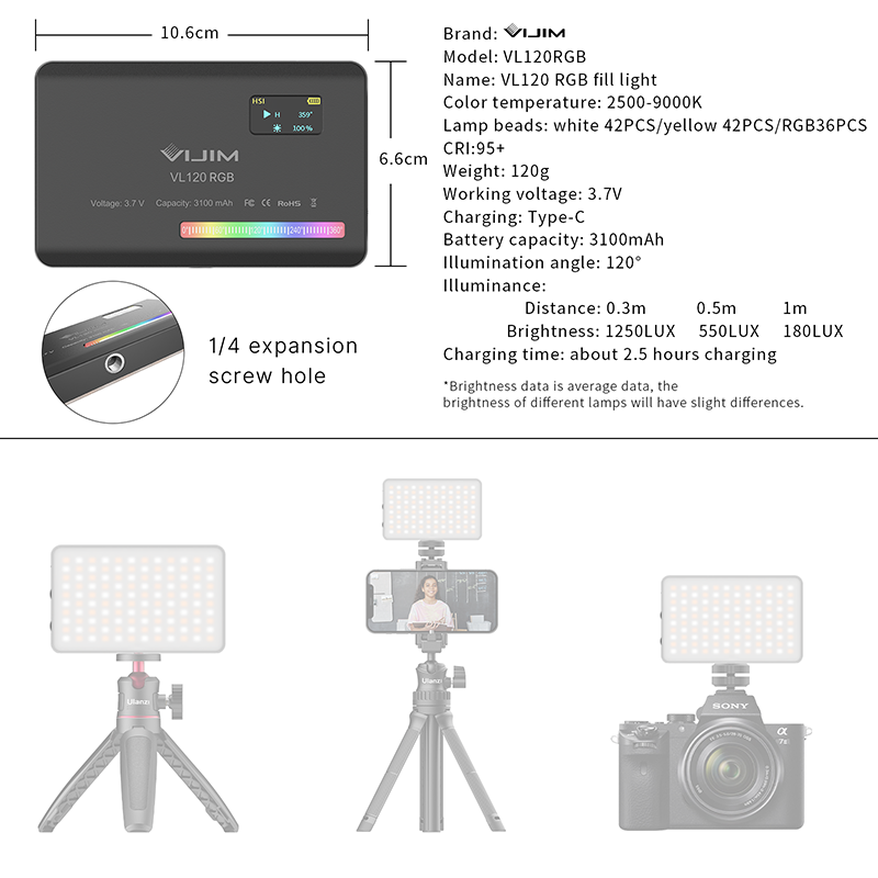Ulanzi VL120 RGB กล้อง Mini แบ - Photography Lighting Uk บทวิจารณ์และราคา